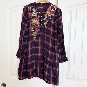 Johnny Was Workshop Esmerelda Embroidered Floral Flannel Cotton Tunic